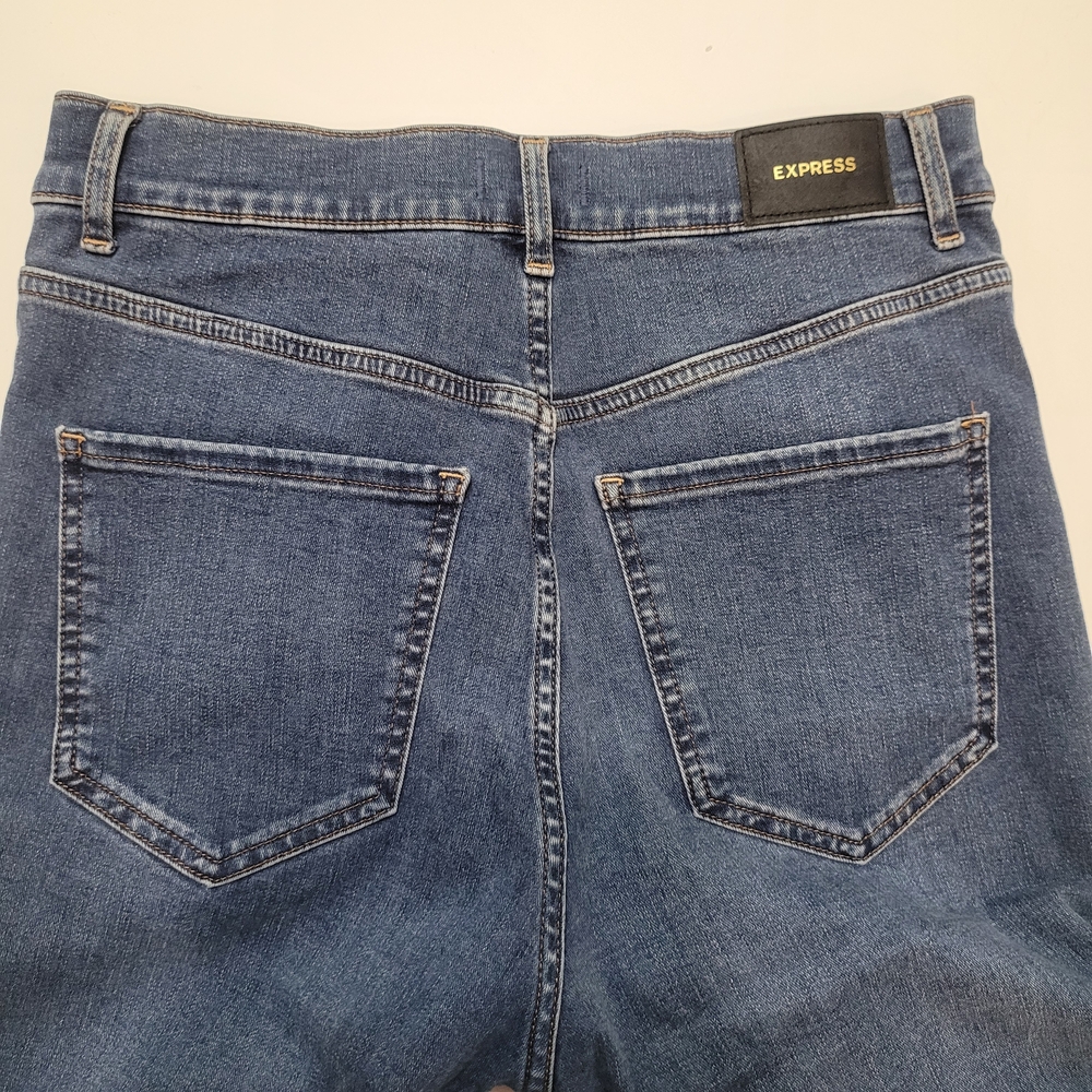 Express Slim High Rise  Blue Women's Jeans buttoned  Size 6S - Picture 14 of 16